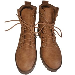 Guess Brown Lace Up Combat Boots